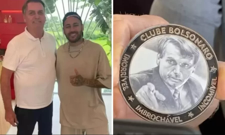 Bolsonaro presenteou Neymar com medalha durante visita - Foto: Reprodução