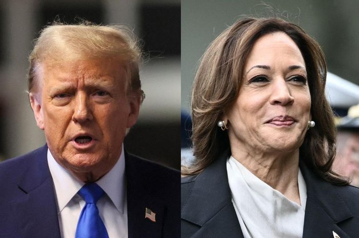 O candidato republicano à Presidência dos EUA, Donald Trump, e a democrata, a vice-presidente Kamala Harris, estão efetivamente empatados.