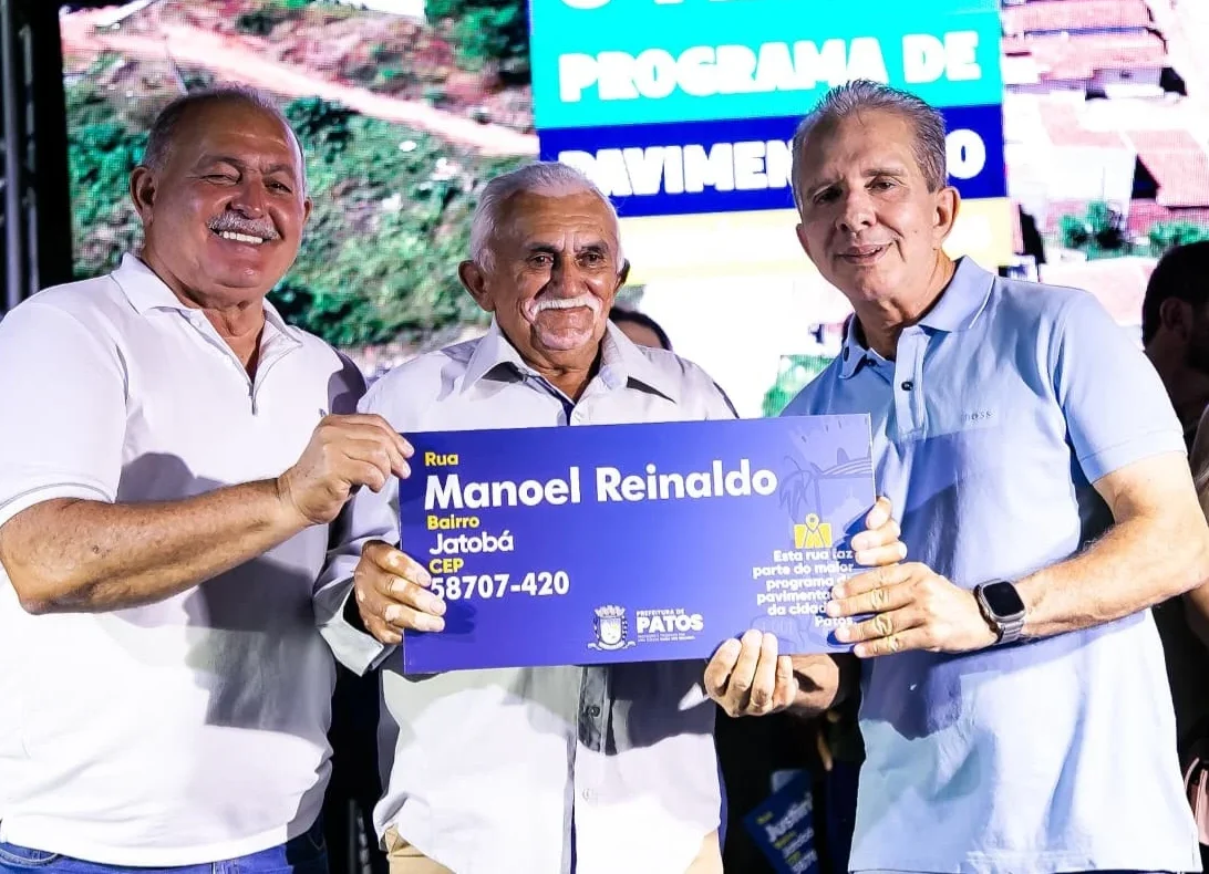 Prefeito de Patos, Nabor Wanderley na entrega oficial da pavimentação - Foto: Reprodução