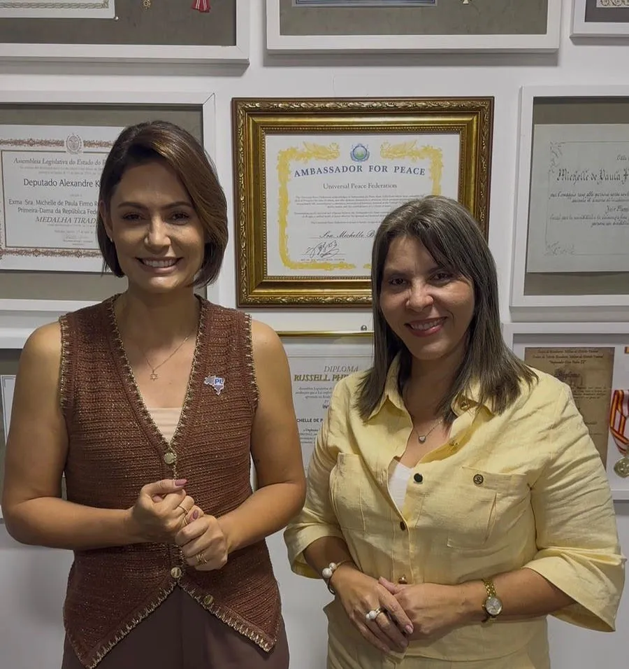 vereadora Eliza Virgínia (PP) foi recebida pela ex-primeira-dama Michelle Bolsonaro, na sede do PL em Brasília - Foto: Reprodução