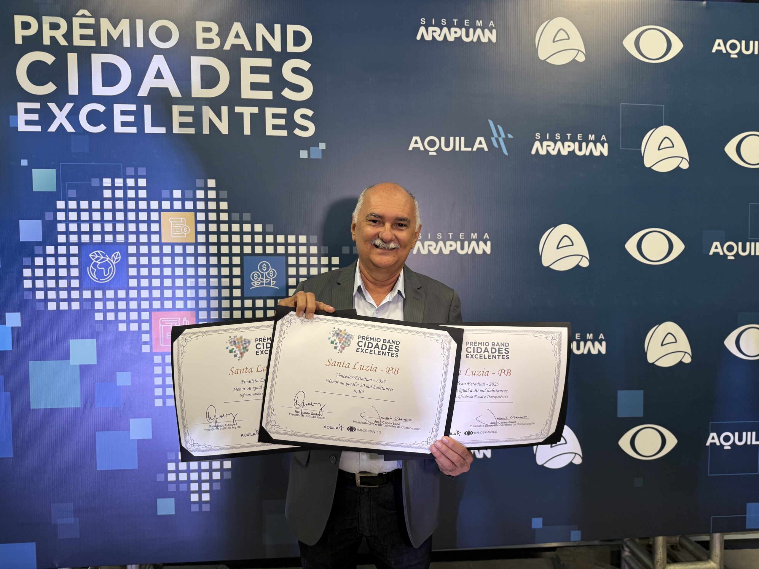 Santa Luzia dá exemplo de gestão e eficiência e vence o Prêmio Band Cidades Excelentes entre municípios de até 30 mil habitantes na Paraíba