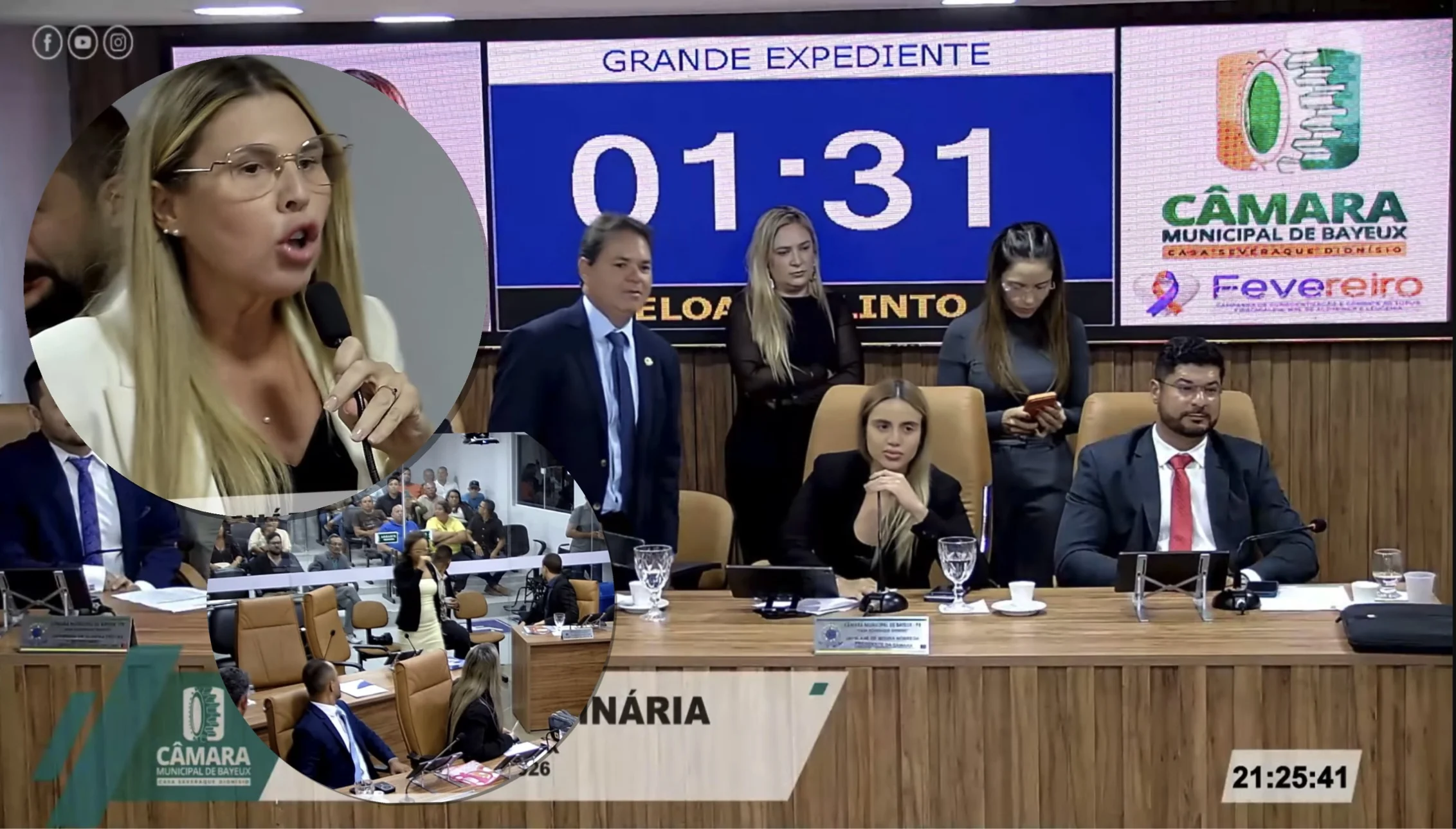 Sessão da Câmara de Bayeux é suspensa após odor suspeito no plenário durante discurso de vereadora