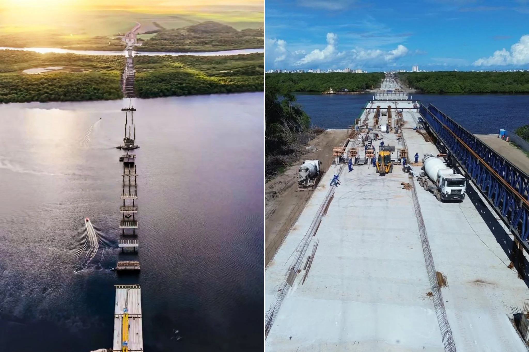 Imagens divulgadas neste domingo (19) revelam o progresso das obras do Complexo Rodoviário Ponte do Futuro, na Região Metropolitana de João Pessoa