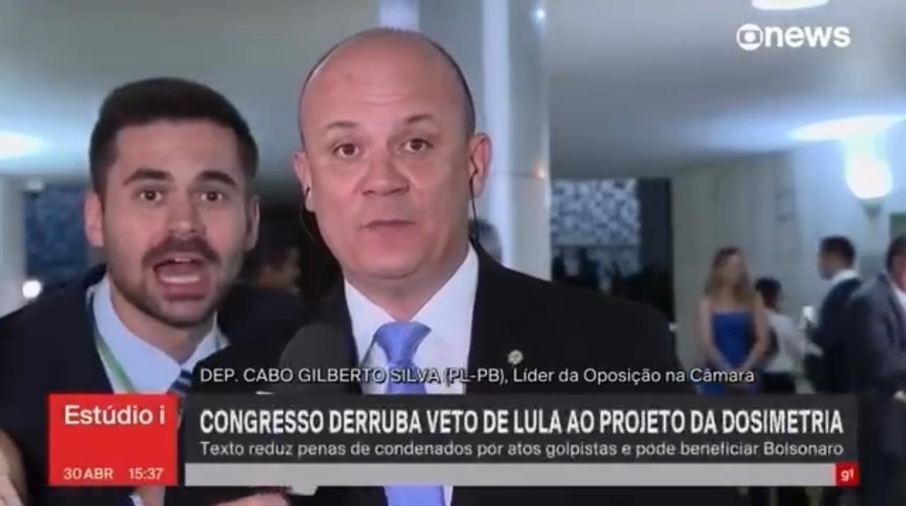 Cabo Gilberto aciona polícia após interrupção ao vivo na GloboNews por assessor ligado a Janones