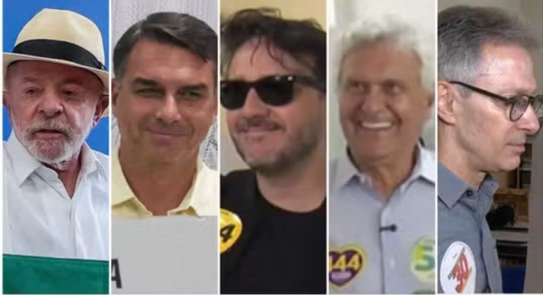 Lula, Flávio Bolsonaro, Zema, Caiado e Renan Santos votam neste domingo